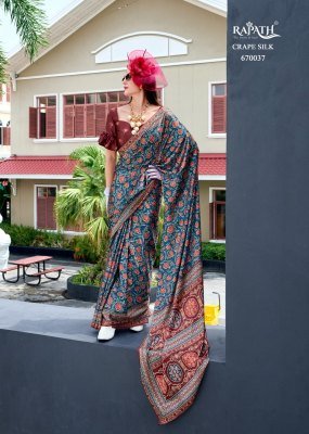 RajPath Fabrics Next Generation Pure Satin Silk Ajrakh Print Saree  sarees catalogs
