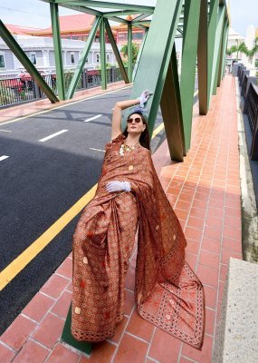 RajPath Fabrics Next Generation Pure Satin Silk Ajrakh Print Saree  sarees catalogs