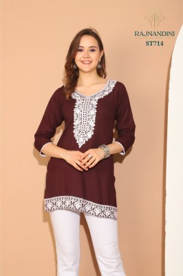 Rajnandini by Saamya reyon embroidered Solid Color Tunic with Embroidery western wear catalogue western wear catalogs