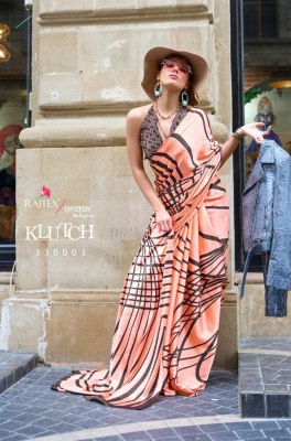 Rajtex fabrics by klutch presenting japan satin print sarees catalog by wholesale rate sarees catalogs