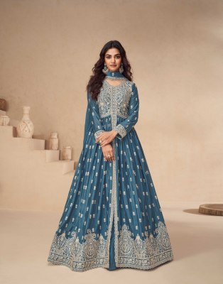 Rakhi by Aashirwad Creation Premium Chinon Silk Embroidered Suit with Skirt and Dupatta catalogue at Low Rate readymade suit catalogs