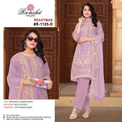 Ramasha present readymade R 1105 soft organza embroidered readymade suit catlogue Amavi