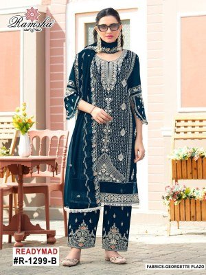 Ramsha R 1299 Elegant Georgette Embroidered Suit Set with Plazo And Georgette Embroidery Dupatta  Wholesale kurtis catalogs