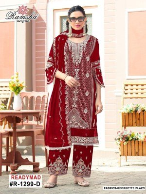 Ramsha R 1299 Elegant Georgette Embroidered Suit Set with Plazo And Georgette Embroidery Dupatta  Wholesale kurtis catalogs