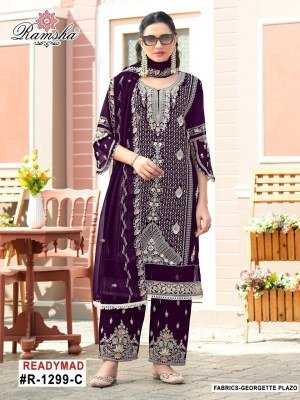 Ramsha R 1299 Elegant Georgette Embroidered Suit Set with Plazo And Georgette Embroidery Dupatta  Wholesale kurtis catalogs