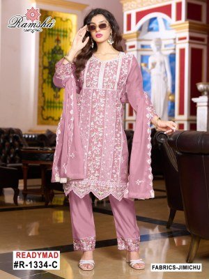 Ramsha R 1334 Premium Jimi Chu Suit Set with Stitched Silk Pants And Matching Dupatta Wholesale Ramsha