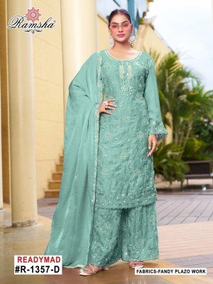 Ramsha Readymade R-1357 nx Fandy Embroidery Kurti Top Plazo Bottom And Dupatta Work Wholesale kurtis catalogs