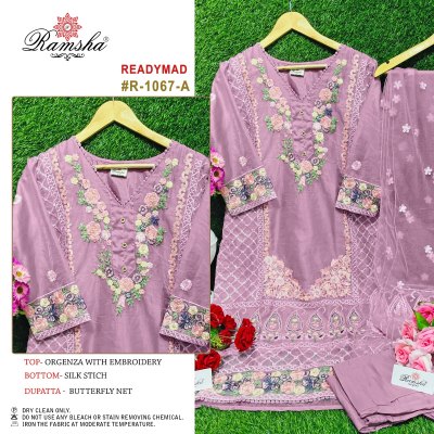Ramsha by readymade R-1067 orgenza embroidered kurti pant with dupatta catalogue at wholesale price kurtis catalogs
