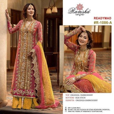 Ramsha present readymade 1086nx orgenza embroidered  designer long Pakistani suit catalogue at wholesale price Amavi