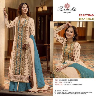 Ramsha present readymade 1086nx orgenza embroidered  designer long Pakistani suit catalogue at wholesale price readymade suit catalogs