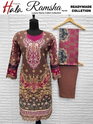 Ramsha vol 4 by Hala Fashion Heavy Cotton Ready to wear saree catalogue at affordable rate readymade suit catalogs