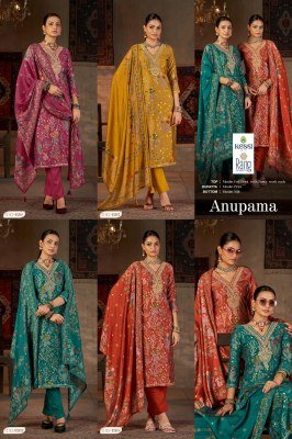 Rang Anupama Designer UnstitchedModal Muslin Silk Suit  Foil Discharge Print  Codding Work  Pant And Printed Dupatta Wholesale dress material catalogs