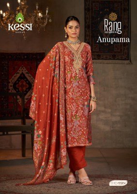 Rang Anupama Designer UnstitchedModal Muslin Silk Suit  Foil Discharge Print  Codding Work  Pant And Printed Dupatta Wholesale dress material catalogs