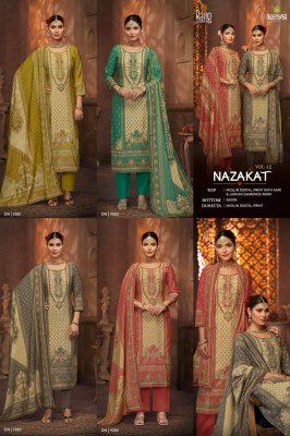 Rang Nazakat Vol 12 Muslin Digital Print Unstitched Suit with Rayon Bottom And Muslin Dupatta Wholesale dress material catalogs