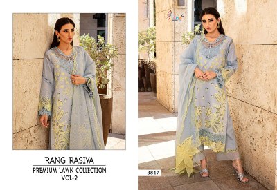 Rang Rasiya lawn vol 02 by Shree fab Pure Cotton heavy embroidered dress material catalogue at affordable rate salwar kameez catalogs