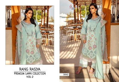 Rang Rasiya lawn vol 02 by Shree fab Pure Cotton heavy embroidered dress material catalogue at affordable rate salwar kameez catalogs