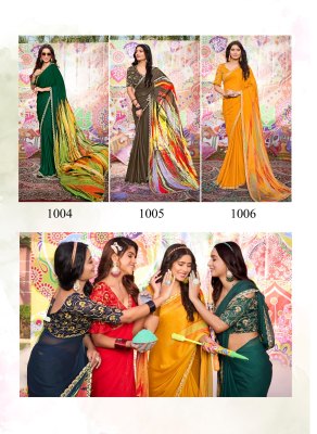 Rang by Stavan moss chiffon printed embroidered saree catalogue at low rate sarees catalogs