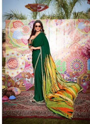 Rang by Stavan moss chiffon printed embroidered saree catalogue at low rate sarees catalogs