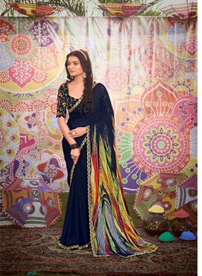 Rang by Stavan moss chiffon printed embroidered saree catalogue at low rate sarees catalogs