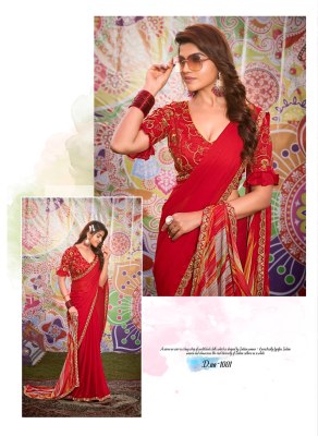 Rang by Stavan moss chiffon printed embroidered saree catalogue at low rate sarees catalogs