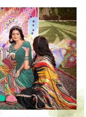 Rang by Stavan moss chiffon printed embroidered saree catalogue at low rate sarees catalogs