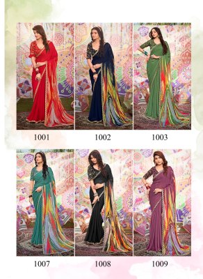 Rang by Stavan moss chiffon printed embroidered saree catalogue at low rate sarees catalogs