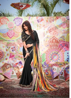 Rang by Stavan moss chiffon printed embroidered saree catalogue at low rate sarees catalogs