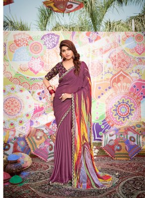 Rang by Stavan moss chiffon printed embroidered saree catalogue at low rate sarees catalogs