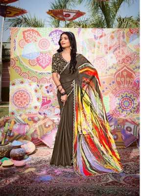 Rang by Stavan moss chiffon printed embroidered saree catalogue at low rate sarees catalogs