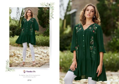 Rang mahal vol 3 by vamika Heavy reyon designer embroidered tunic catalogue at affordable rate western wear catalogs