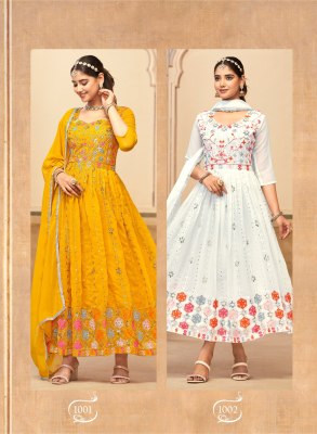 Rang rasiya Faux georgette heavy embroidered flared kurti catalogue at affordable rate fancy Anarkali suit catalogs