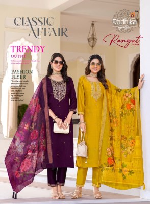 Rangat vol 4 by Radhika Lifestyle Organza embroidered top bottom and dupatta catalogue wholesale catalogs