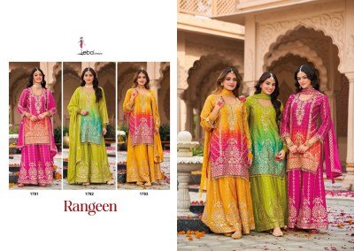 Rangeen by Eba Lifestyle Heavy Chinon digital printed Embroidered sharara suit collection fancy sharara suit Catalogs