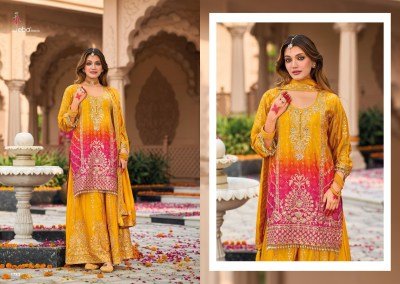 Rangeen by Eba Lifestyle Heavy Chinon digital printed Embroidered sharara suit collection fancy sharara suit Catalogs