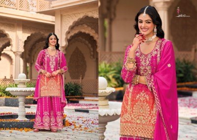 Rangeen by Eba Lifestyle Heavy Chinon digital printed Embroidered sharara suit collection fancy sharara suit Catalogs