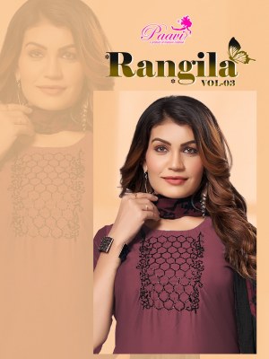 Rangila vol 3 by Paari Heavy Roman silk Neck Embroidered Readymade suit collection at affordable rate Amavi