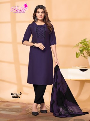 Rangila vol 3 by Paari Heavy Roman silk Neck Embroidered Readymade suit collection at affordable rate readymade suit catalogs