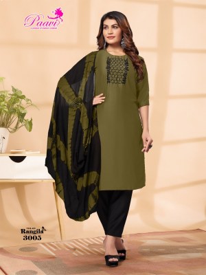 Rangila vol 3 by Paari Heavy Roman silk Neck Embroidered Readymade suit collection at affordable rate readymade suit catalogs