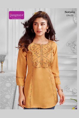 Rangmaya Natalia Rayon Tunic Short Top  Stylish All Season Western Wear Wholesale kurtis catalogs