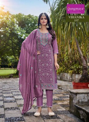 Rangmaya Vihanika Vetican Fabric Kurti Set Wholesale Kurti Pant Dupatta with Designer Work kurti pant with dupatta Catalogs