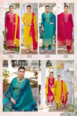 Rangoon Aditi Vol 03 Pure Viscose Jacquard Embroidered Top with Viscose Lace Pants And Silk Heavy Work Dupatta Wholesale kurtis catalogs