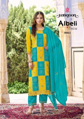 Rangoon Albeli Vol 2 Silk Kurti Set Fancy Work Top with Inner Lace Pant And  Embroidered Silk Dupatta Wholesale kurti pant with dupatta Catalogs