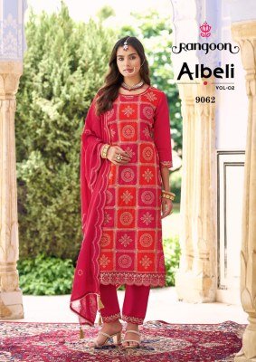 Rangoon Albeli Vol 2 Silk Kurti Set Fancy Work Top with Inner Lace Pant And  Embroidered Silk Dupatta Wholesale kurti pant with dupatta Catalogs