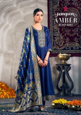 Rangoon Amber Anarkali Kurti Set Dyed Jacquard with Khatli Work Cotton Mal Inner Lace Pant And Mina Work Dupatta wholesale kurtis catalogs