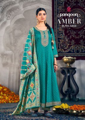 Rangoon Amber Anarkali Kurti Set Dyed Jacquard with Khatli Work Cotton Mal Inner Lace Pant And Mina Work Dupatta wholesale kurtis catalogs