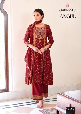 Rangoon Angel Rayon Embroidered Kurti Set with Mirror Work & Naznin Dupatta (M–3XL) readymade suit catalogs
