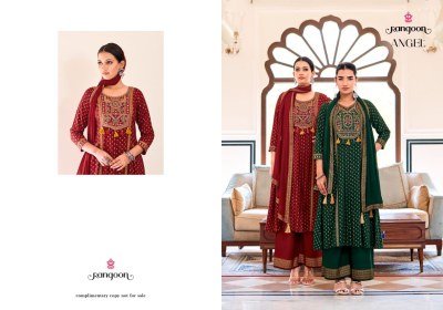 Rangoon Angel Rayon Embroidered Kurti Set with Mirror Work & Naznin Dupatta (M–3XL) readymade suit catalogs