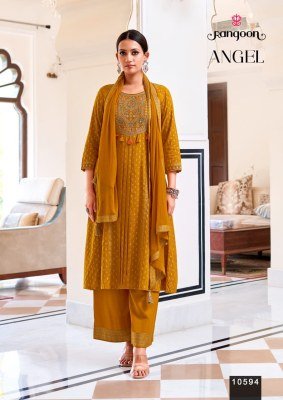 Rangoon Angel Rayon Embroidered Kurti Set with Mirror Work & Naznin Dupatta (M–3XL) readymade suit catalogs