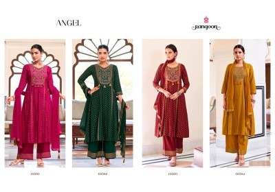 Rangoon Angel Rayon Embroidered Kurti Set with Mirror Work & Naznin Dupatta (M–3XL) readymade suit catalogs