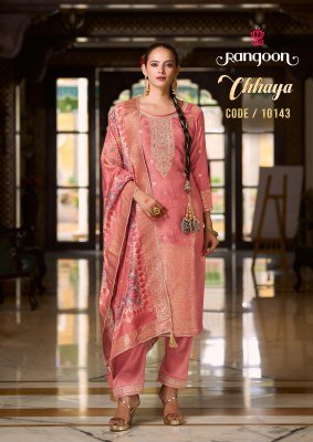 Rangoon Chhaya Pure Muslin Jacquard Hand Work Suits readymade suit catalogs